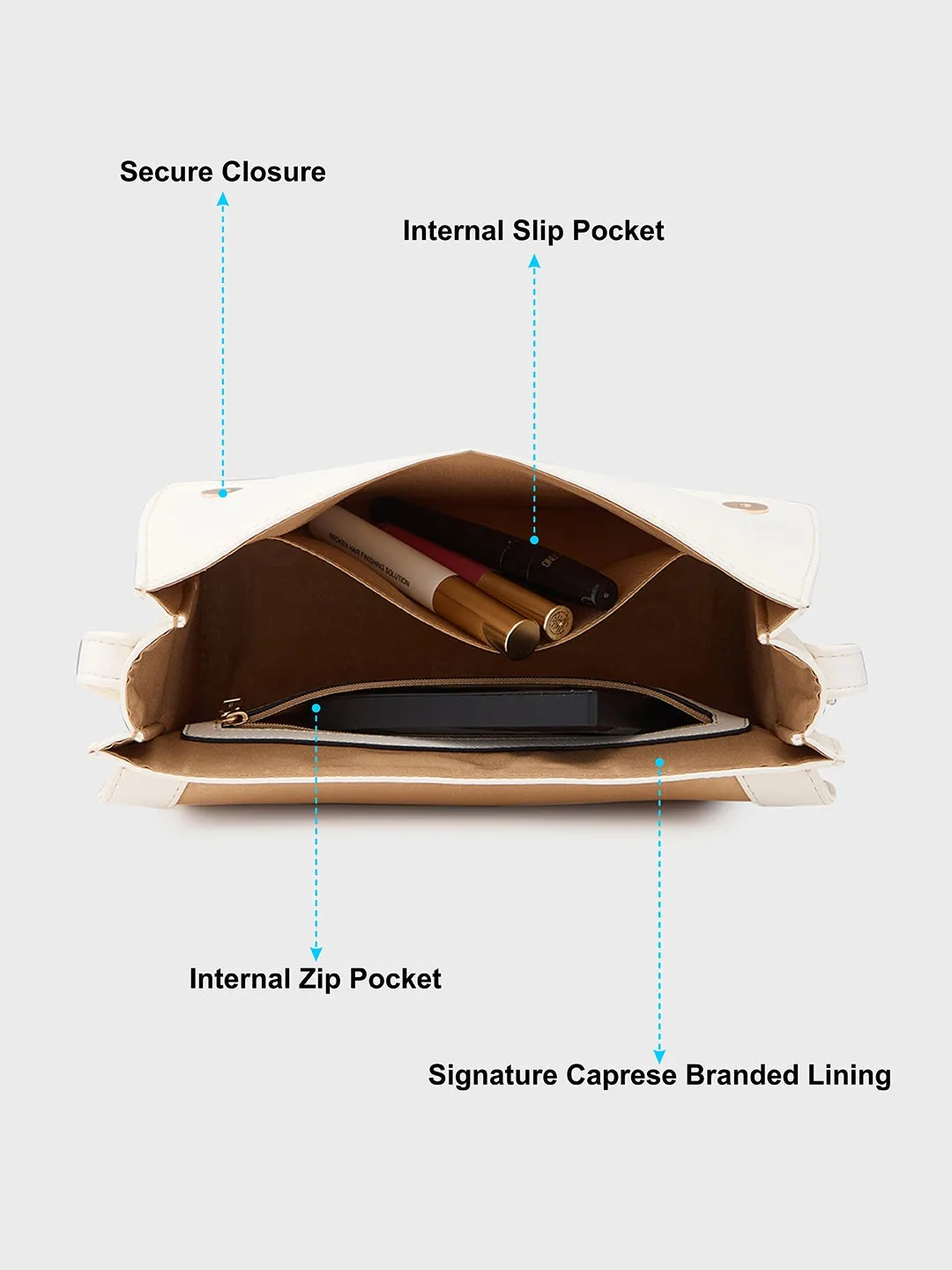 Caprese Vittoria Medium Off White Satchel Bag