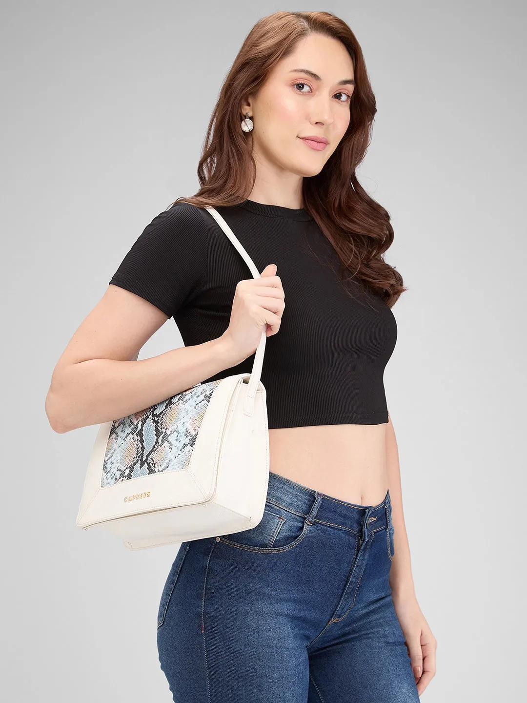 Caprese Vittoria Medium Off White Satchel Bag