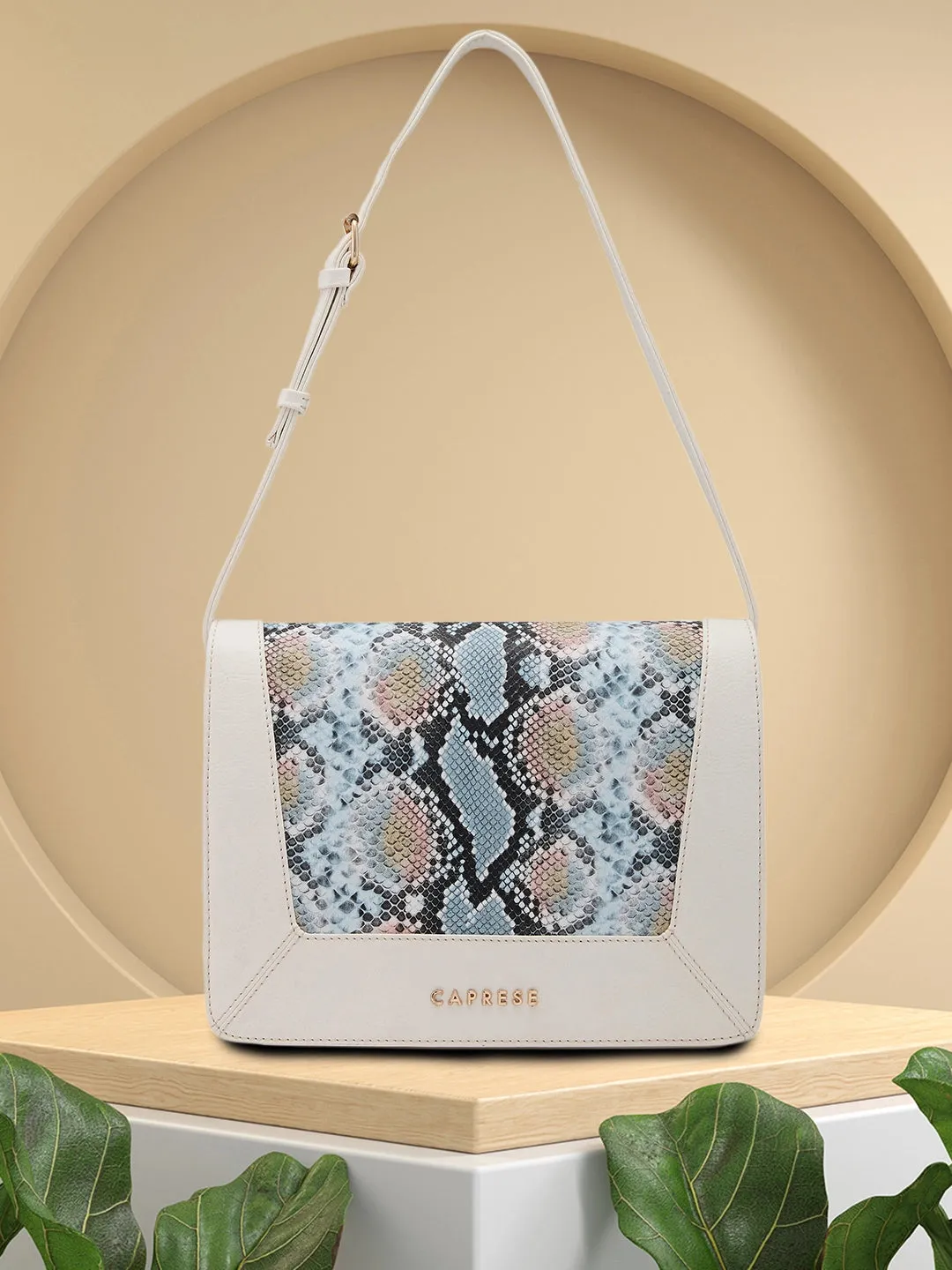 Caprese Vittoria Medium Off White Satchel Bag