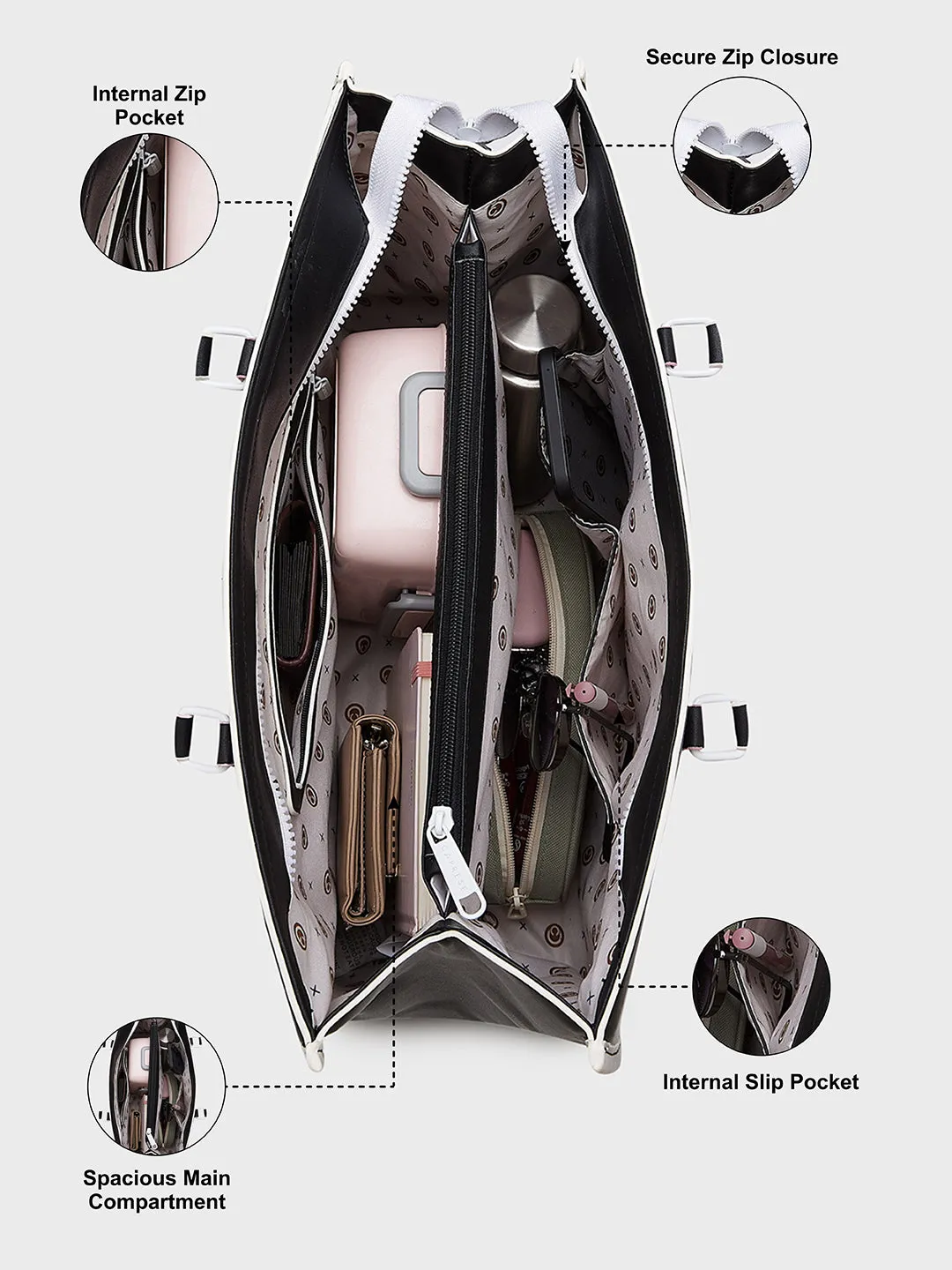 Caprese Vivian Large Black Duffle Bag