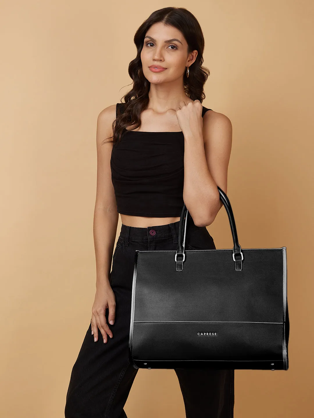 Caprese Vivian Large Black Duffle Bag