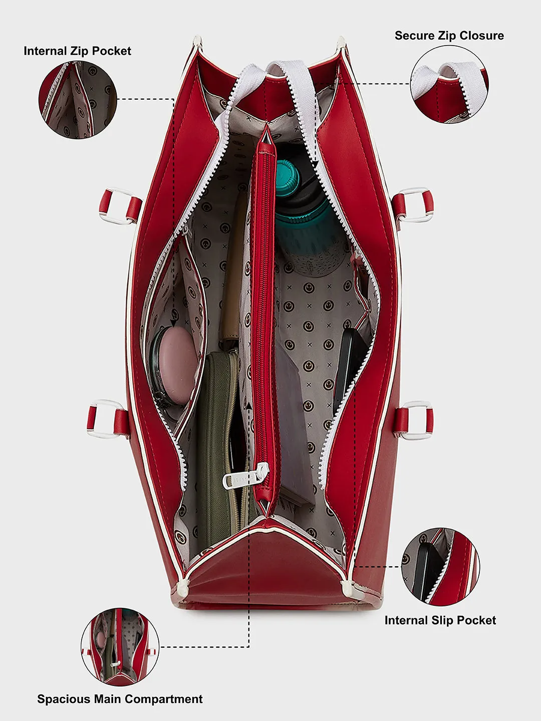 Caprese Vivian Large Red Tote Bag