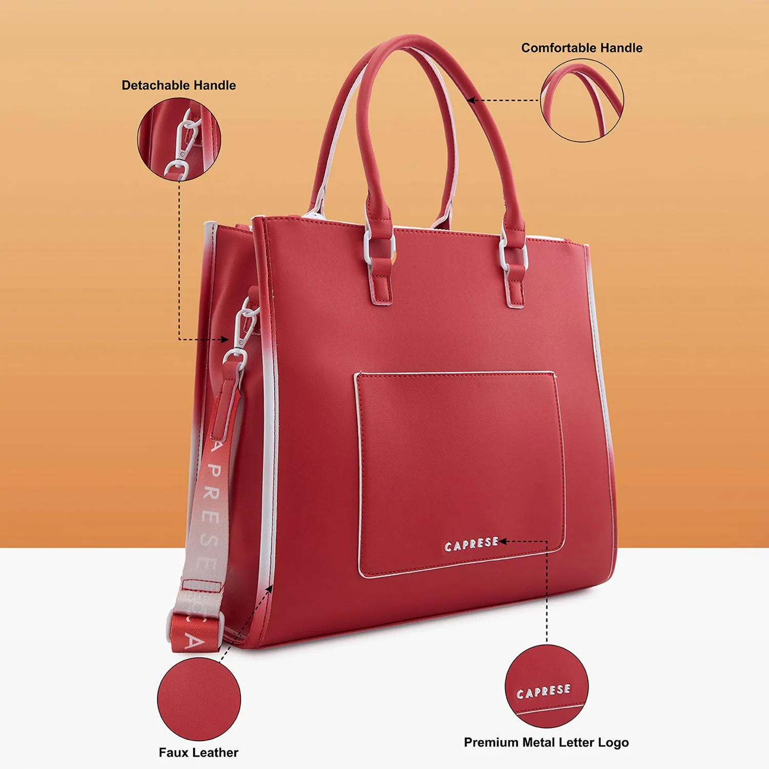 Caprese Vivian Medium Red Tote Bag