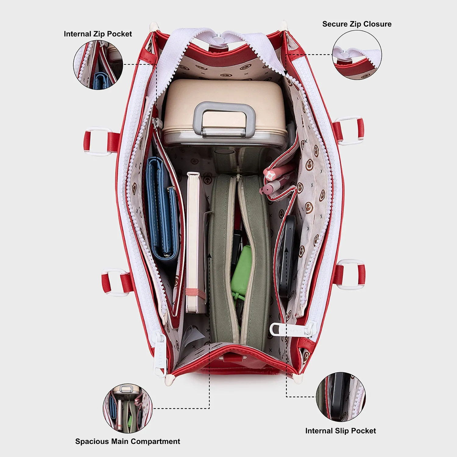 Caprese Vivian Medium Red Tote Bag