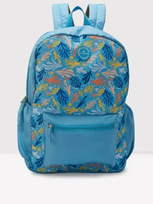 Caprese Xenia X Large Printed Light Blue Laptop Backpack
