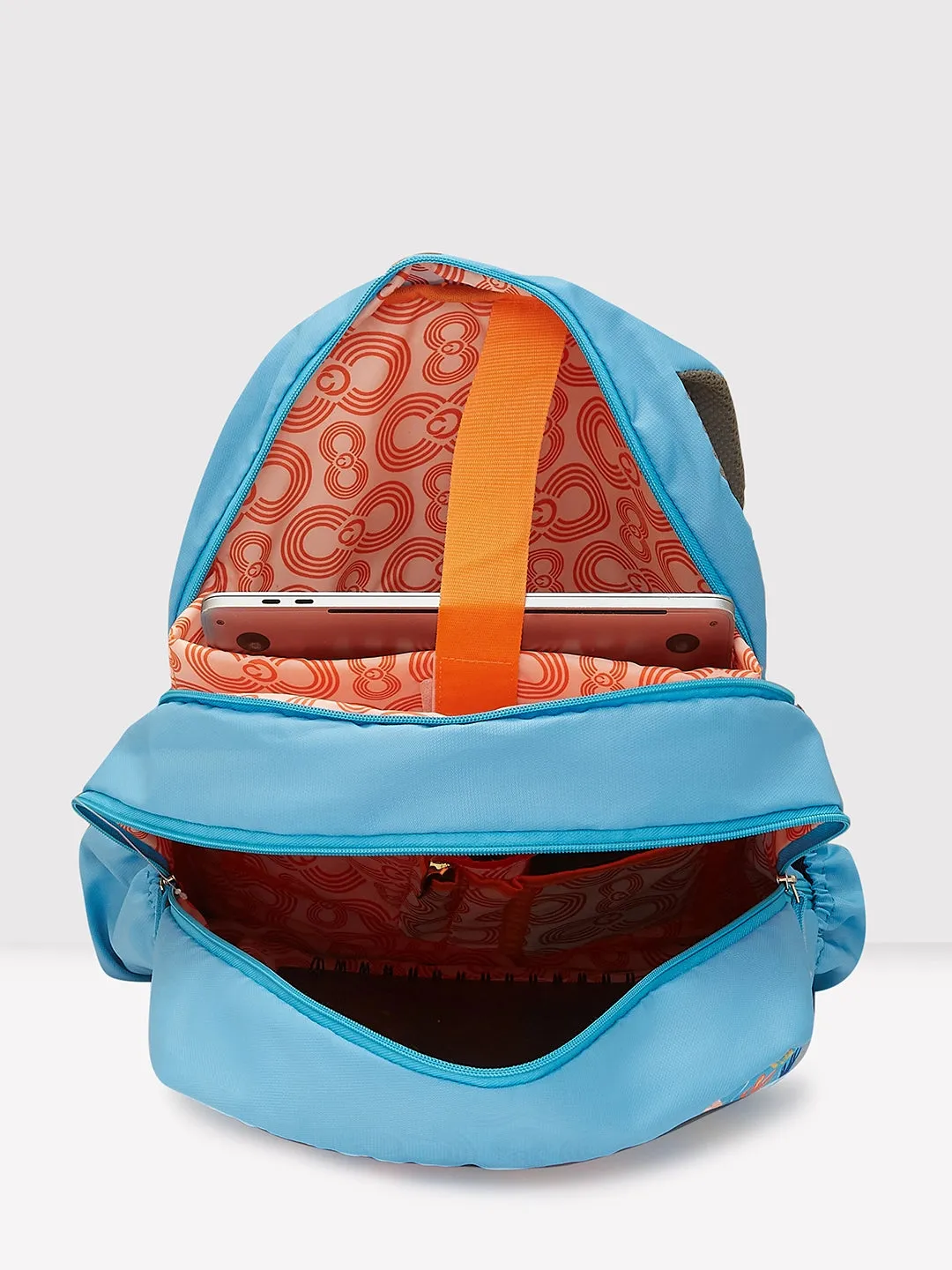 Caprese Xenia X Large Printed Light Blue Laptop Backpack