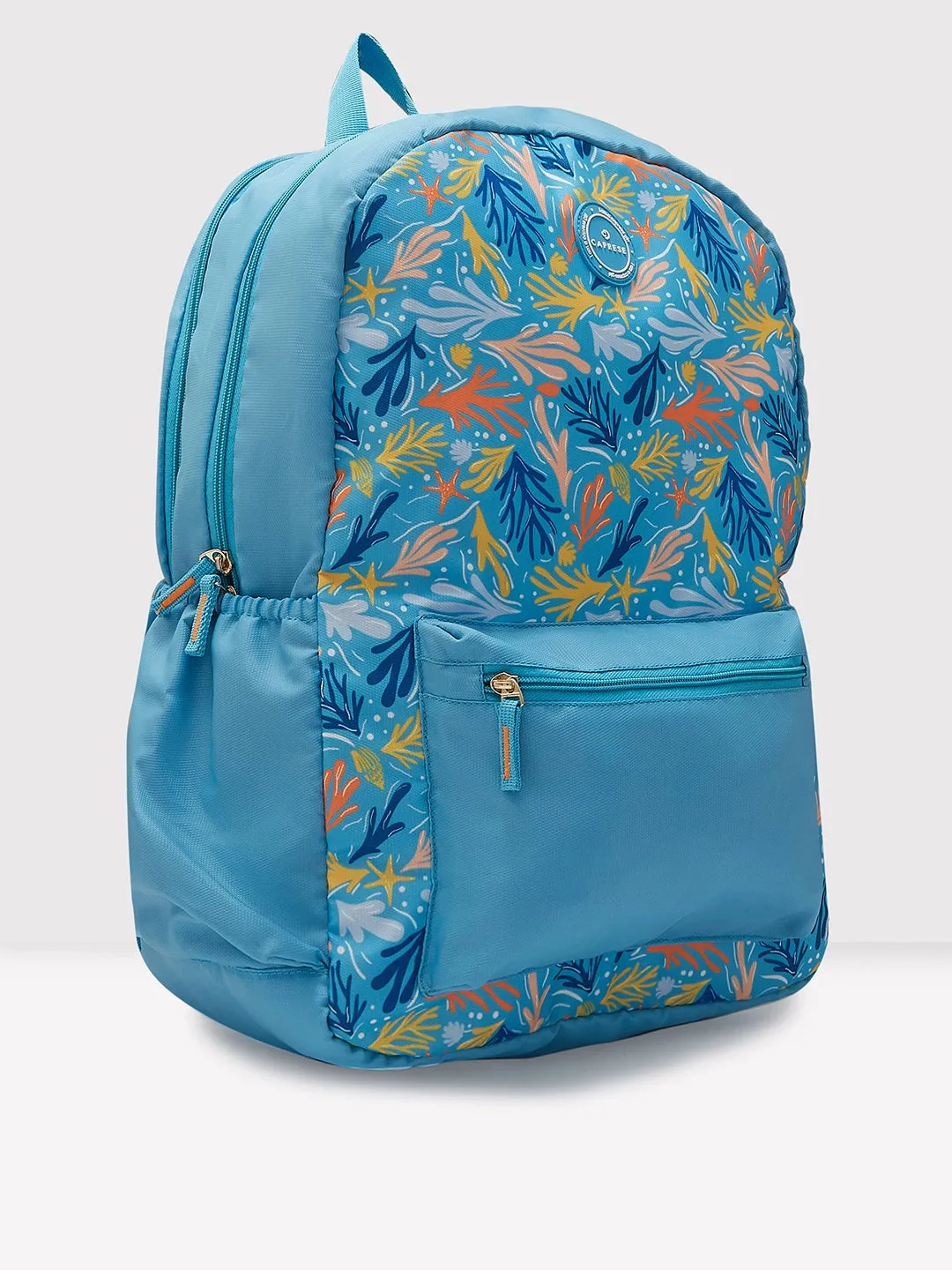 Caprese Xenia X Large Printed Light Blue Laptop Backpack