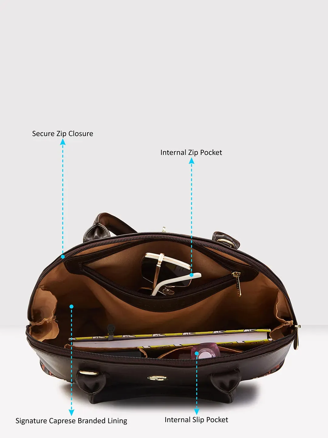 Caprese Zeta Medium Quilted Chocolate Satchel Bag