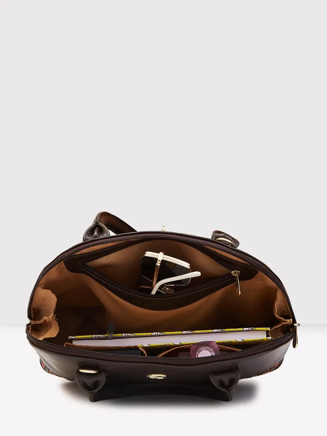 Caprese Zeta Medium Quilted Chocolate Satchel Bag