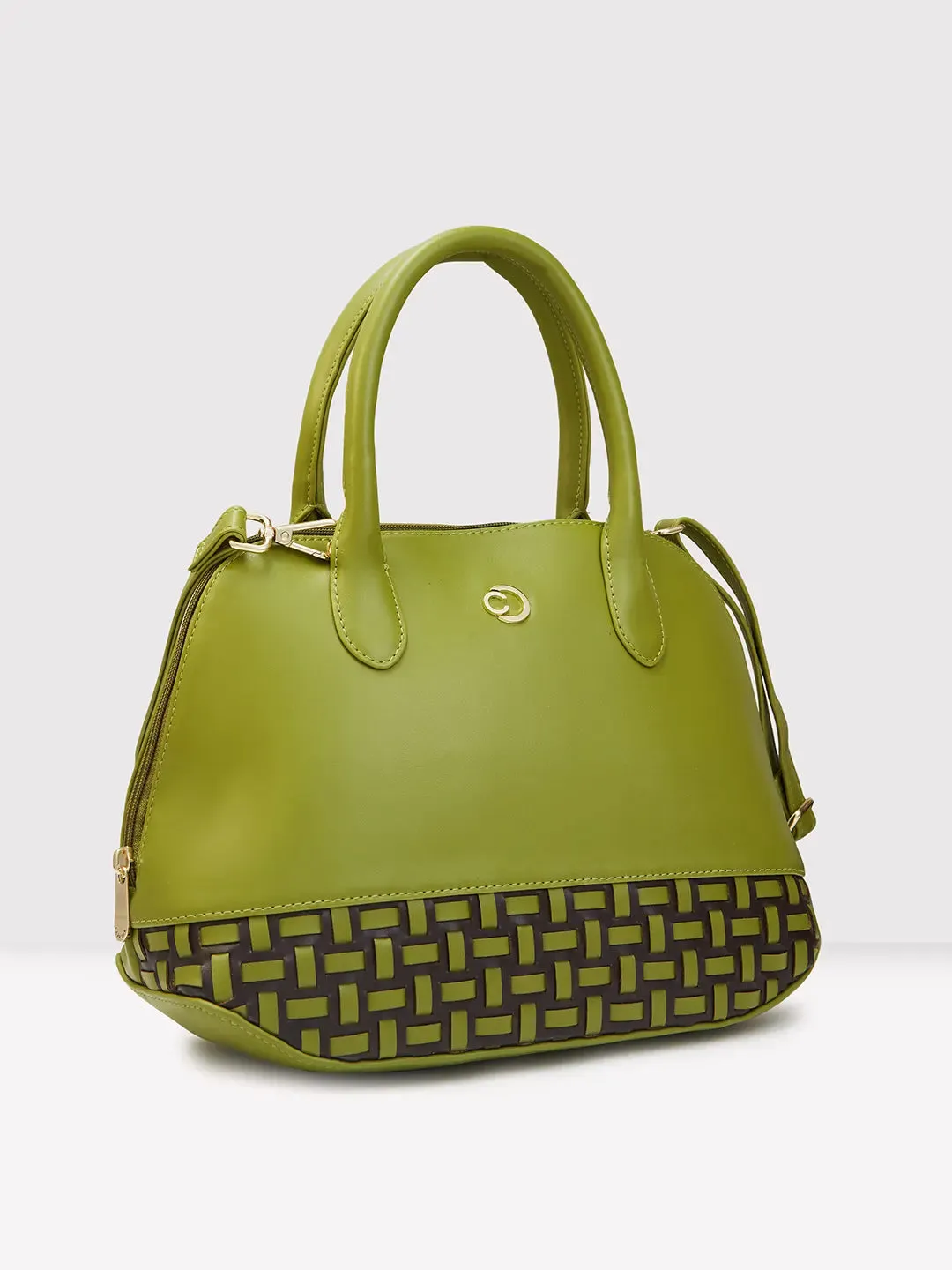Caprese Zeta Medium Quilted Olive Satchel Bag
