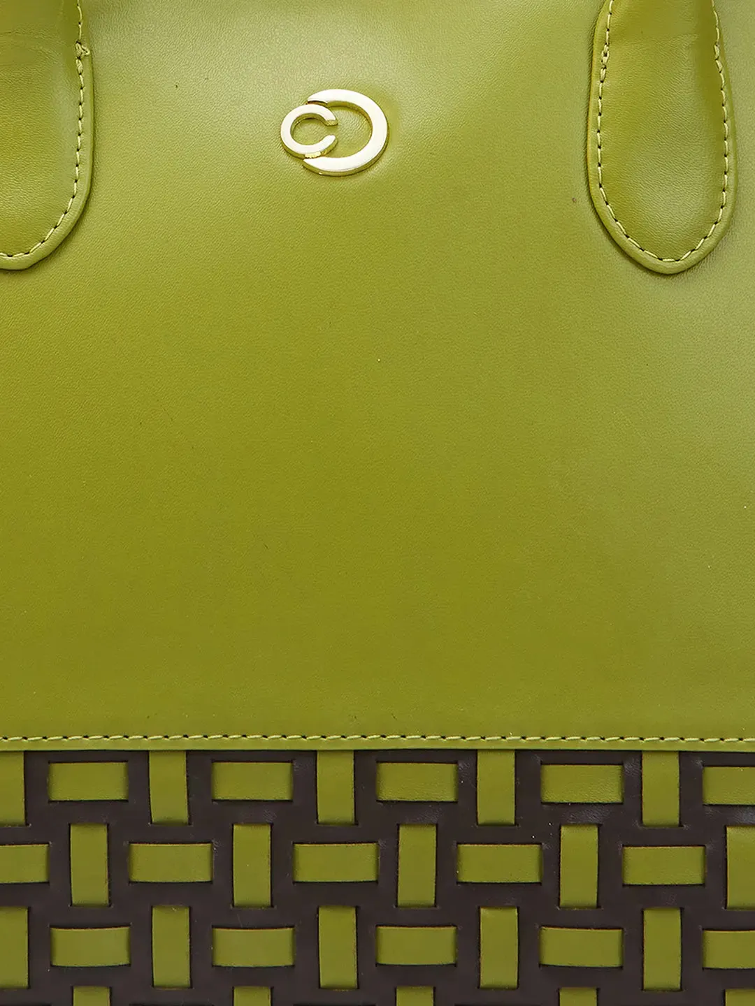 Caprese Zeta Medium Quilted Olive Satchel Bag