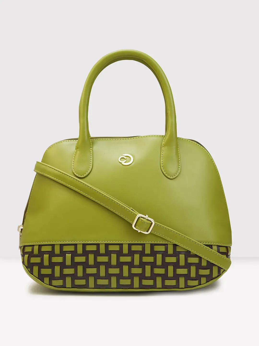 Caprese Zeta Medium Quilted Olive Satchel Bag