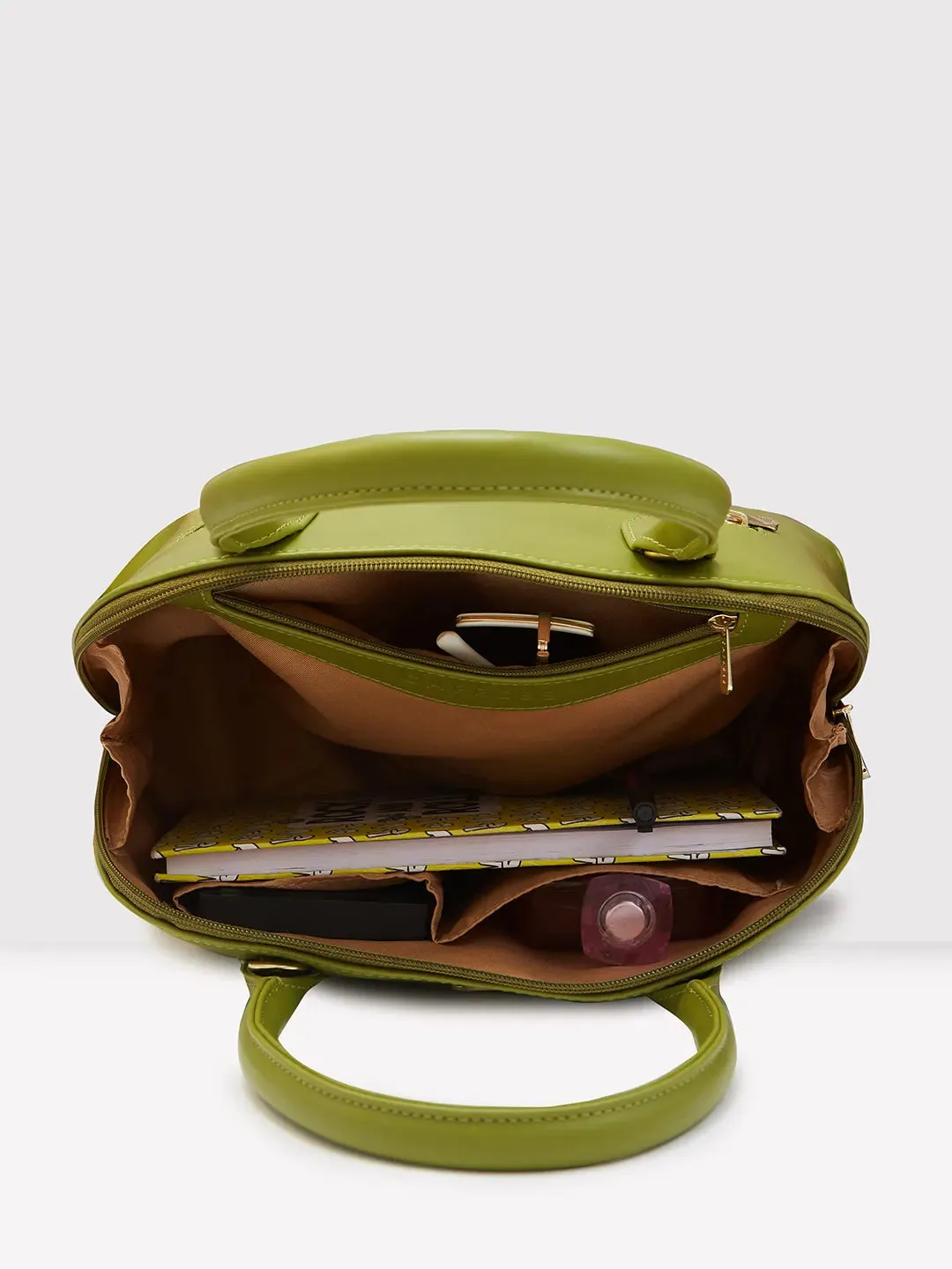 Caprese Zeta Medium Quilted Olive Satchel Bag