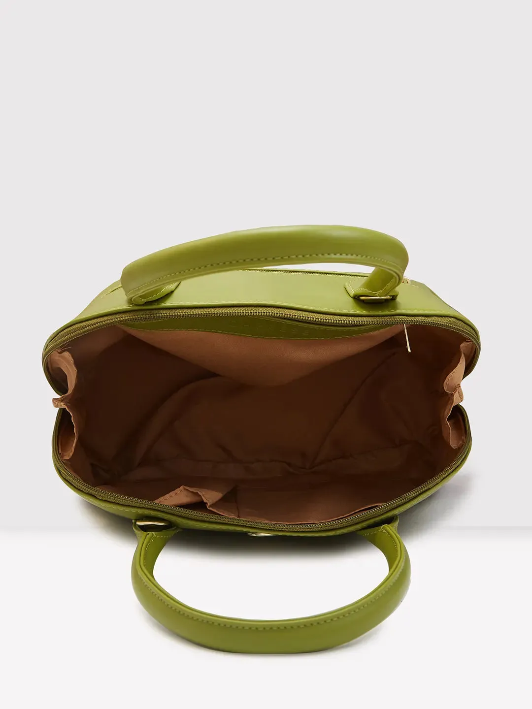 Caprese Zeta Medium Quilted Olive Satchel Bag