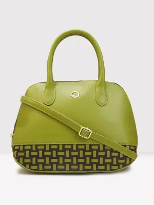 Caprese Zeta Medium Quilted Olive Satchel Bag
