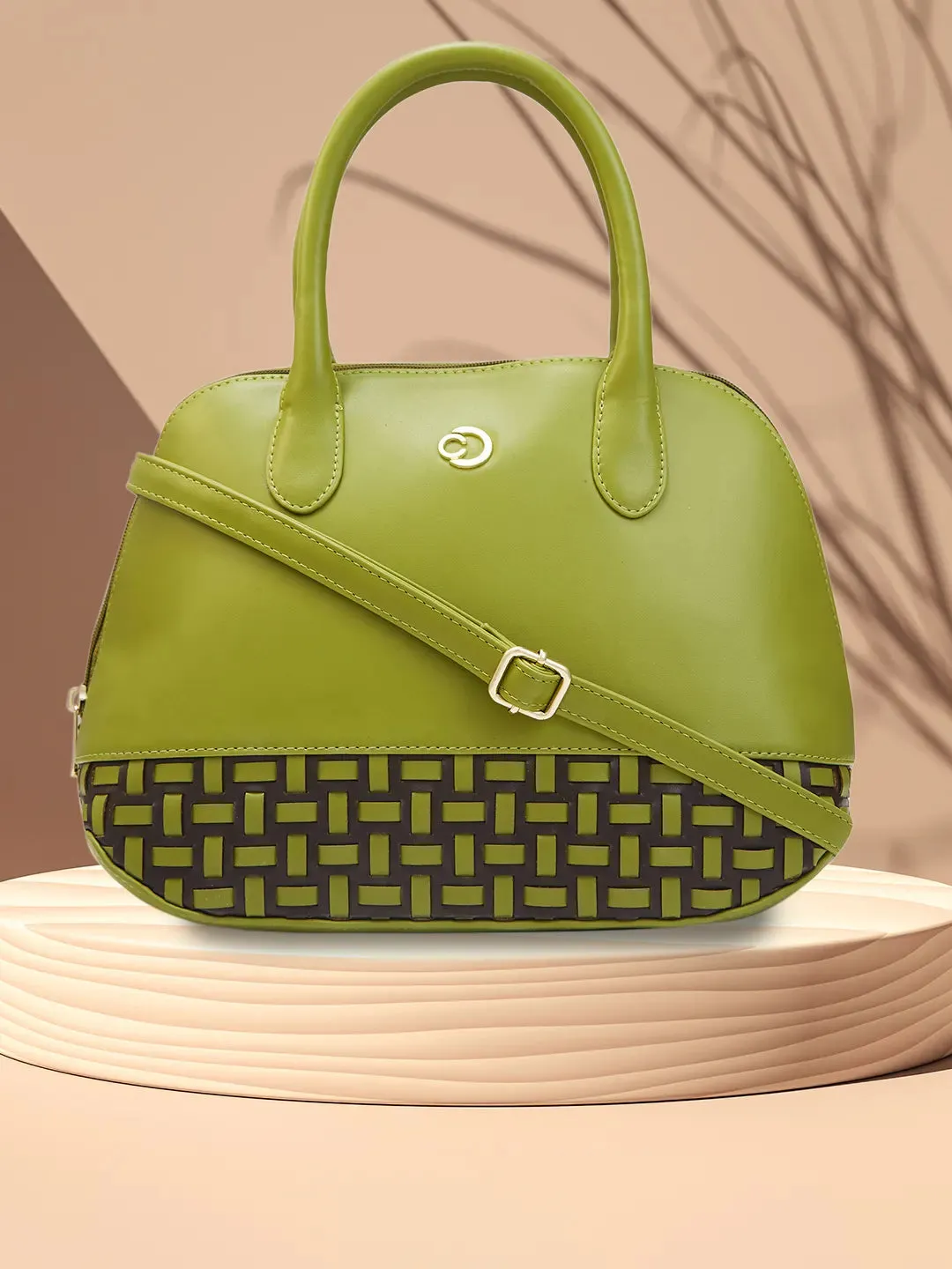 Caprese Zeta Medium Quilted Olive Satchel Bag