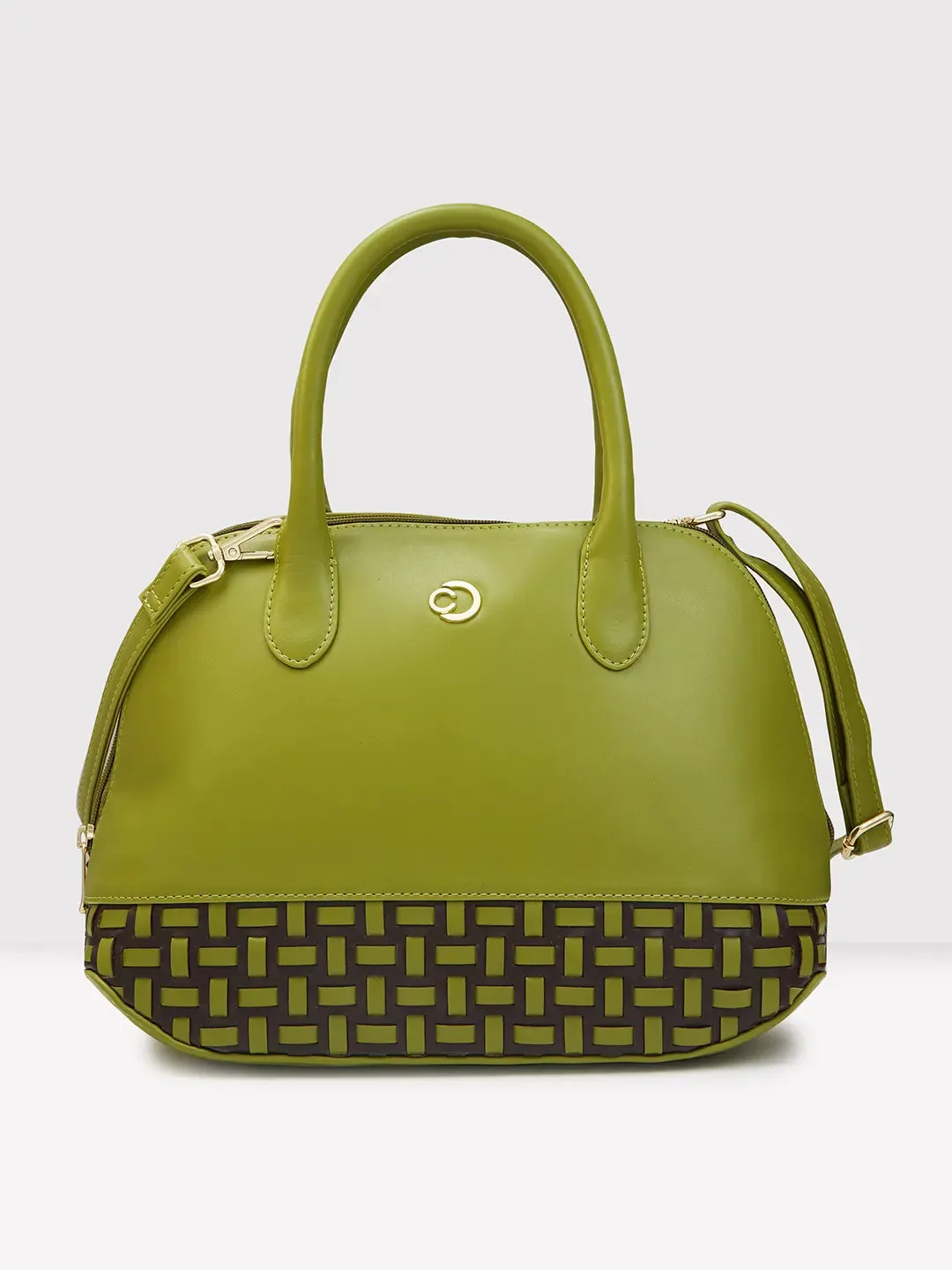 Caprese Zeta Medium Quilted Olive Satchel Bag