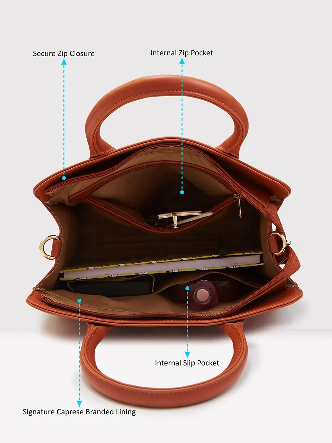 Caprese Zeta Medium Tan Tote Bag