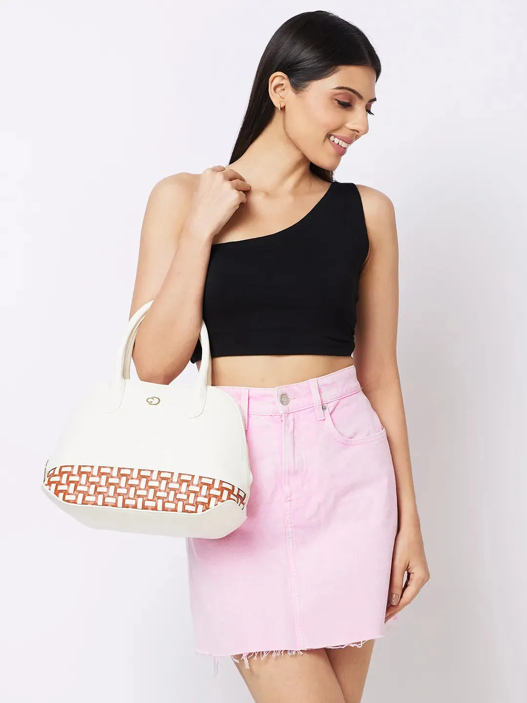 Caprese Zeta Medium Vanilla Satchel Bag
