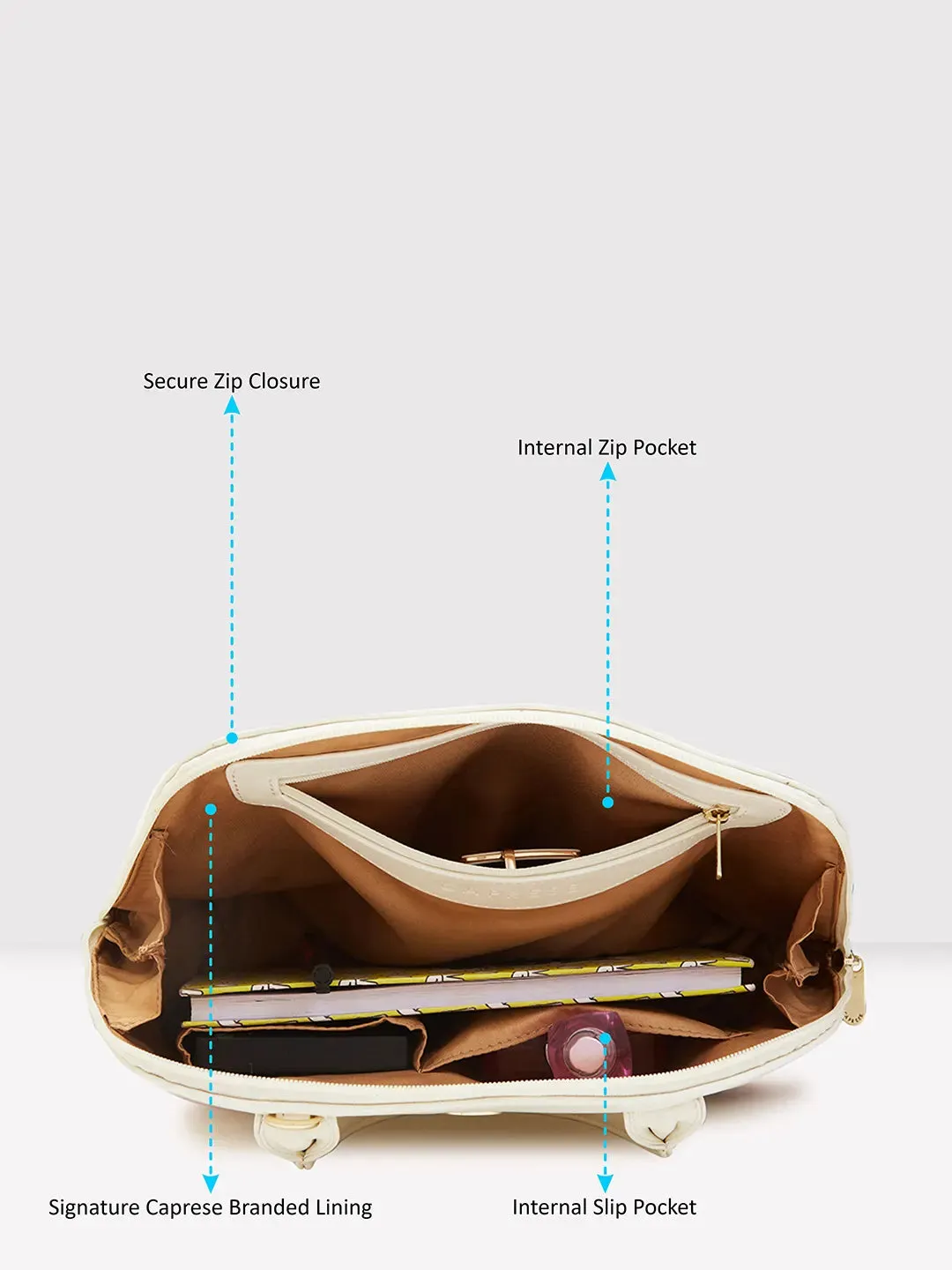 Caprese Zeta Medium Vanilla Satchel Bag