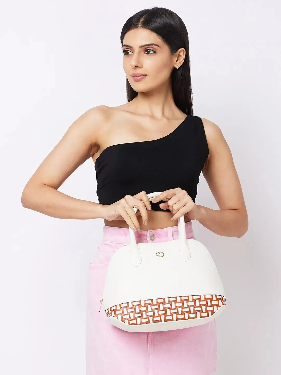 Caprese Zeta Medium Vanilla Satchel Bag