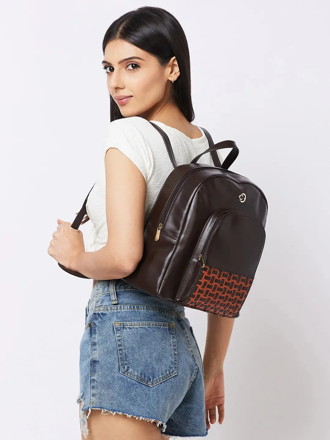 Caprese Zeta Quilted Large Chocolate Backpack