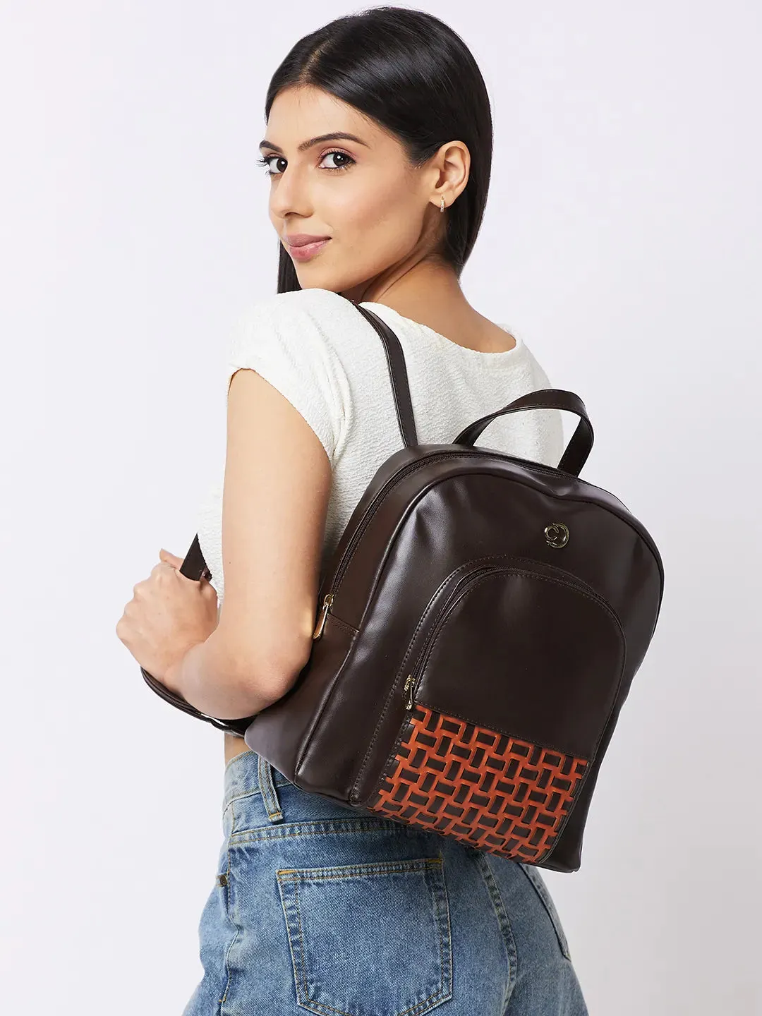 Caprese Zeta Quilted Large Chocolate Backpack