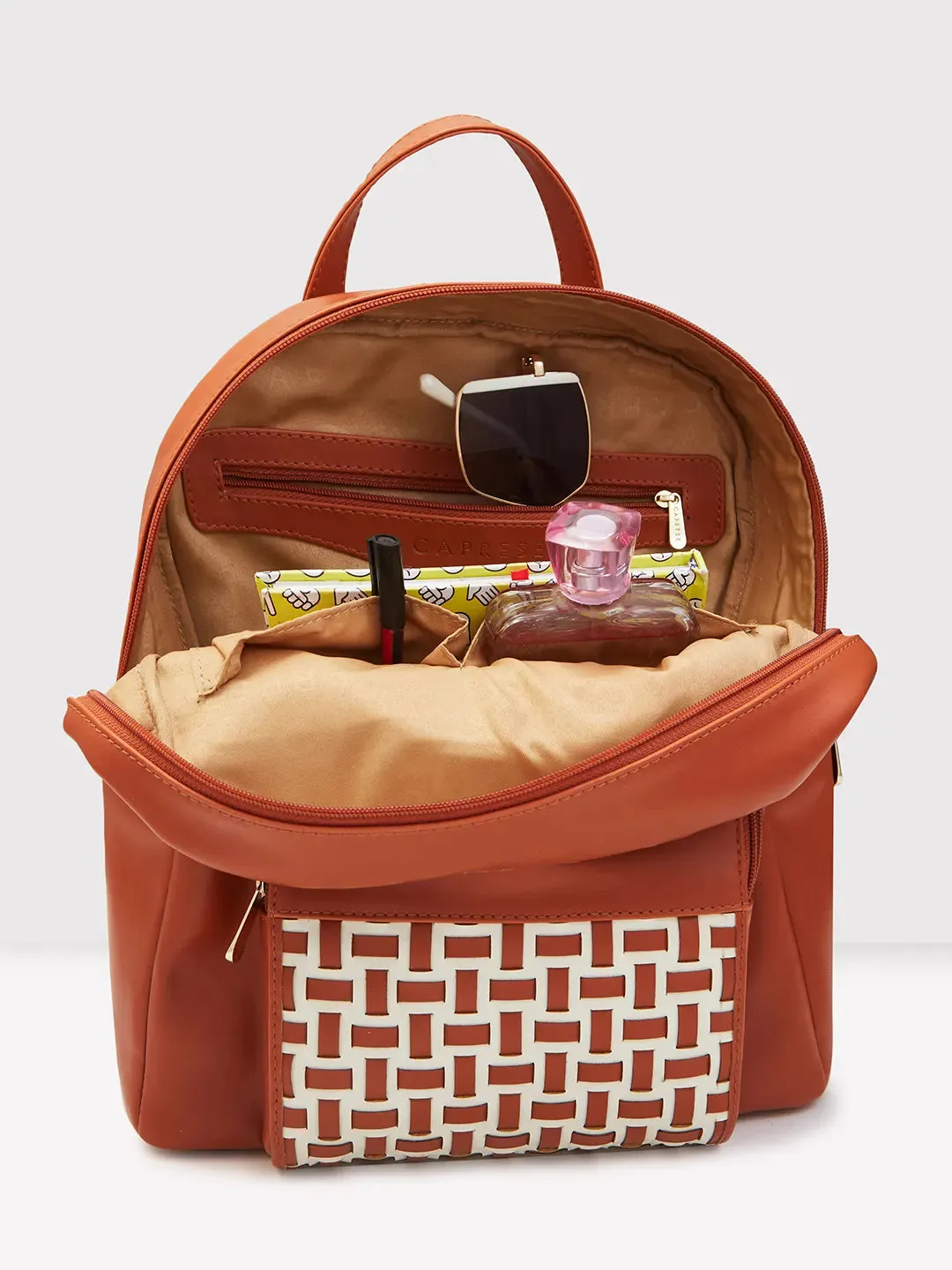 Caprese Zeta Quilted Large Tan Backpack
