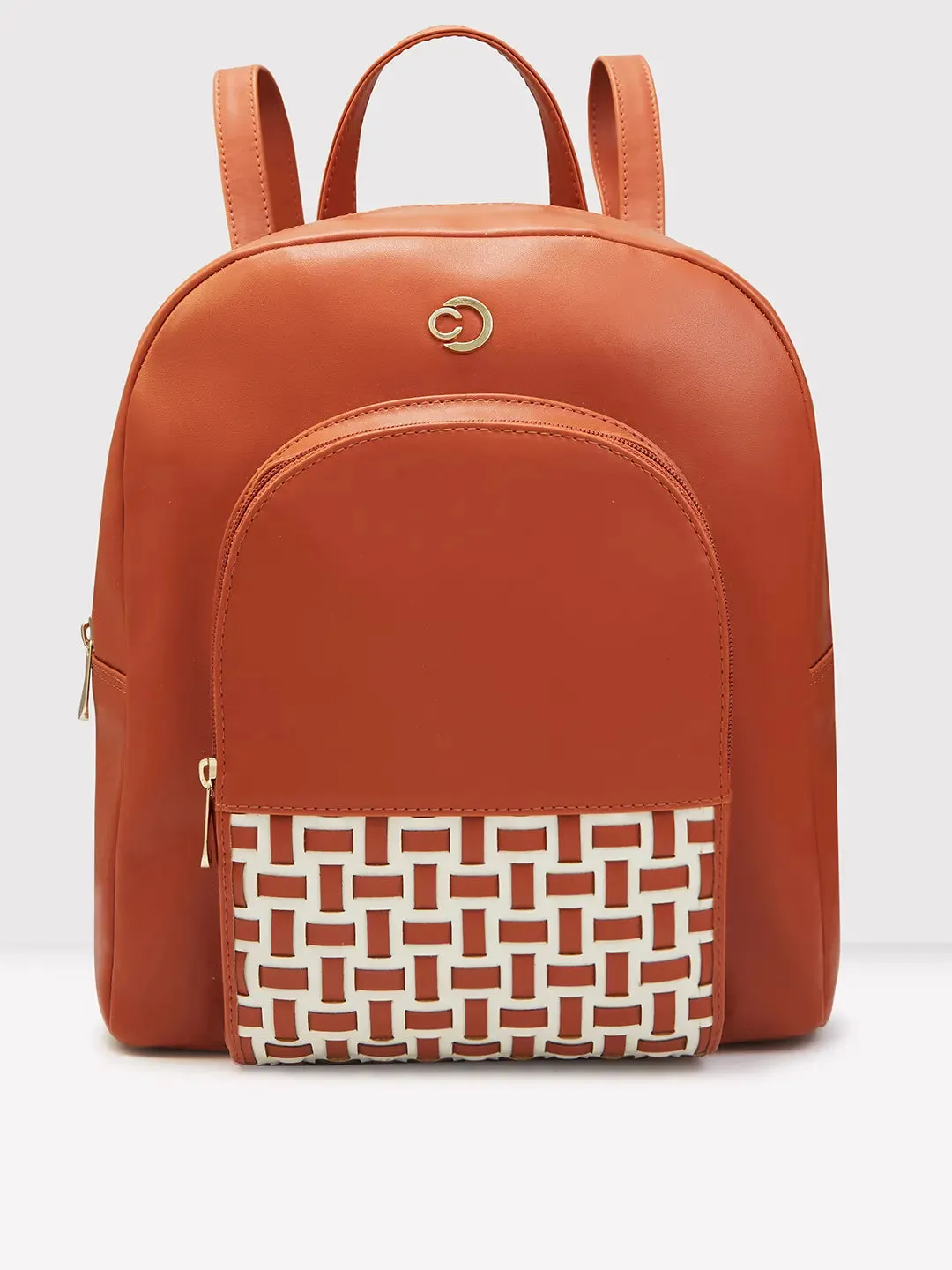 Caprese Zeta Quilted Large Tan Backpack