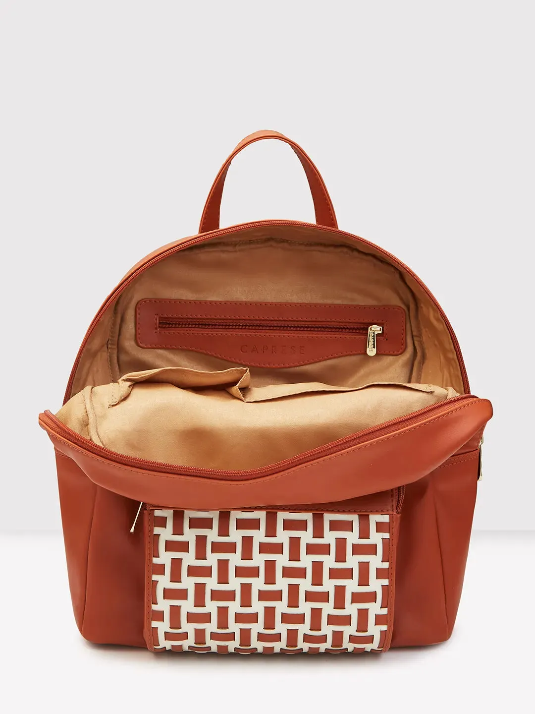 Caprese Zeta Quilted Large Tan Backpack