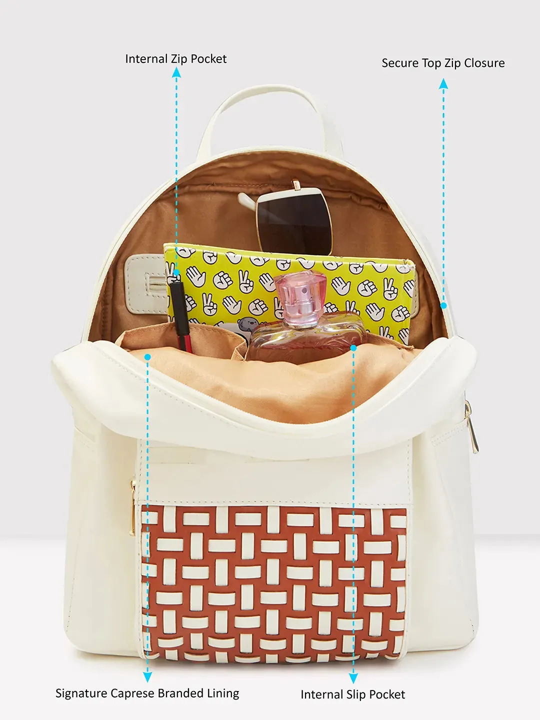 Caprese Zeta Quilted Large Vanilla Backpack