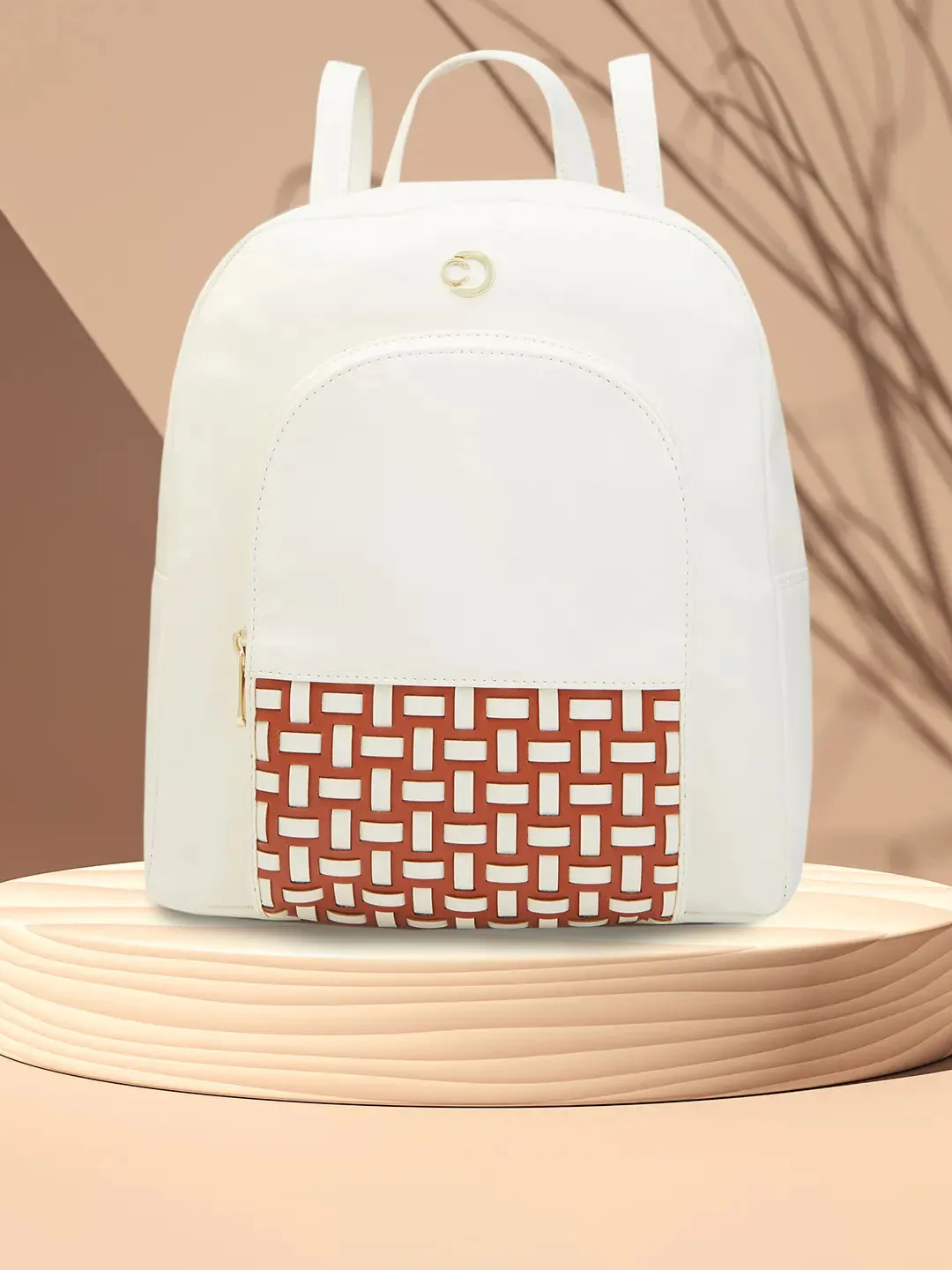 Caprese Zeta Quilted Large Vanilla Backpack
