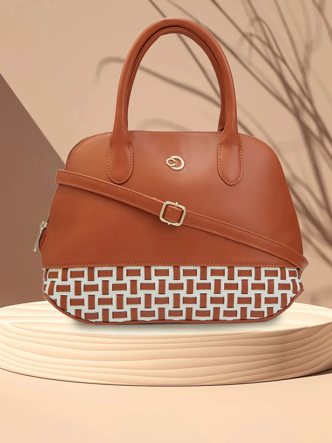 Caprese Zeta Quilted Medium Tan Satchel Bag