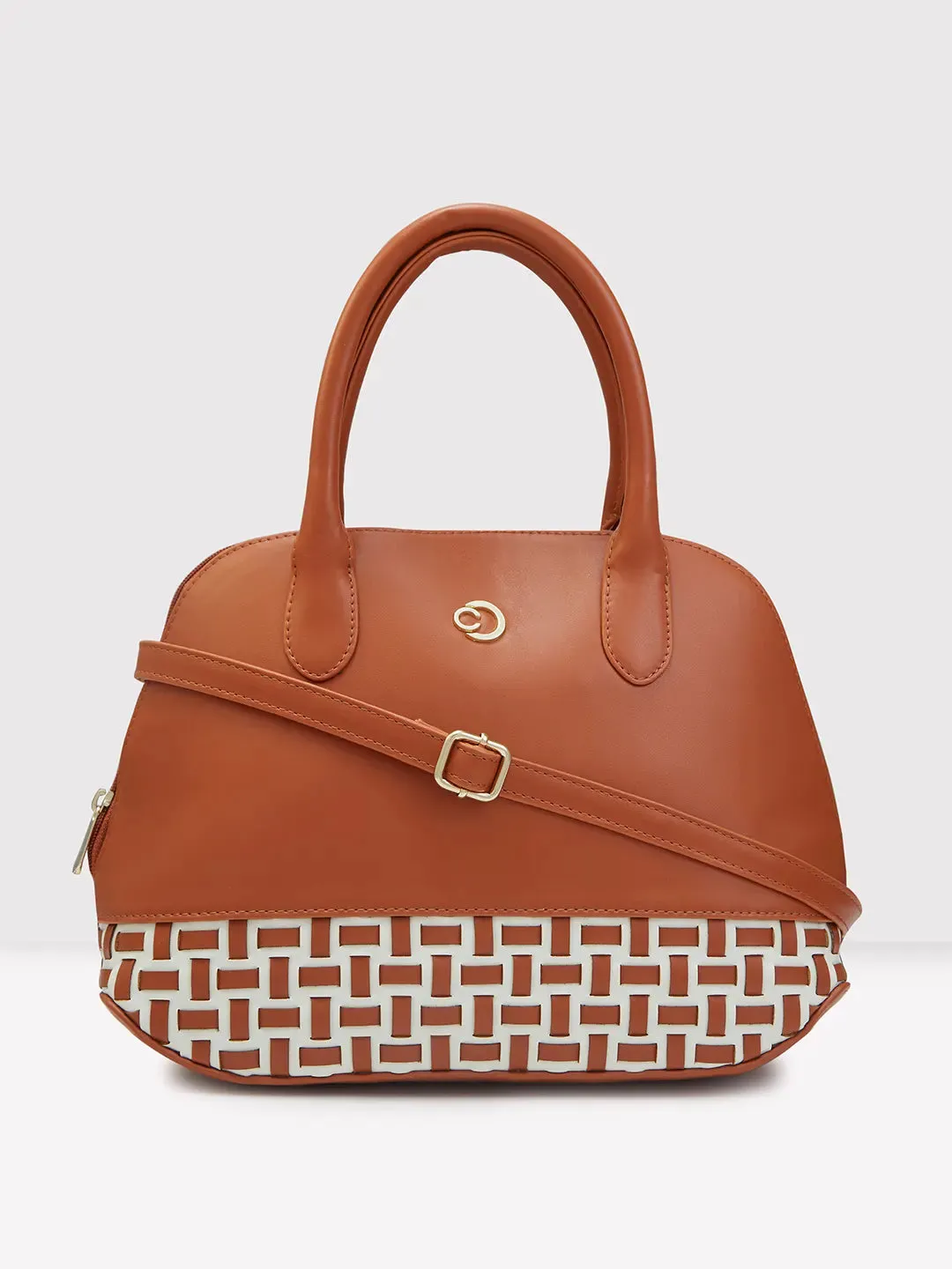 Caprese Zeta Quilted Medium Tan Satchel Bag