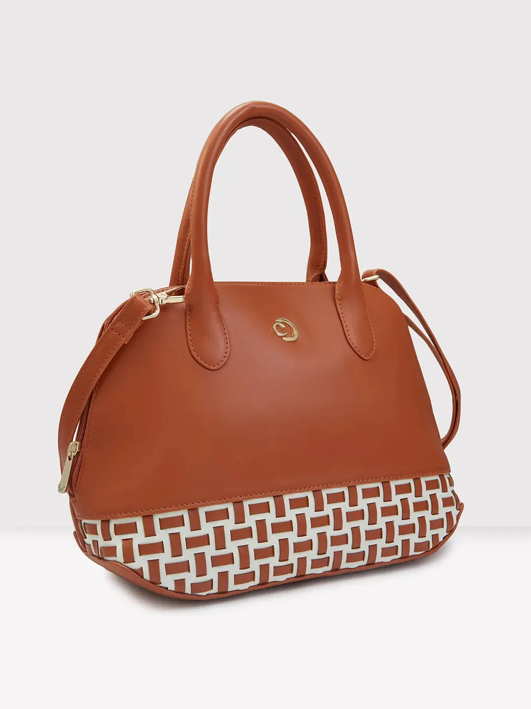 Caprese Zeta Quilted Medium Tan Satchel Bag