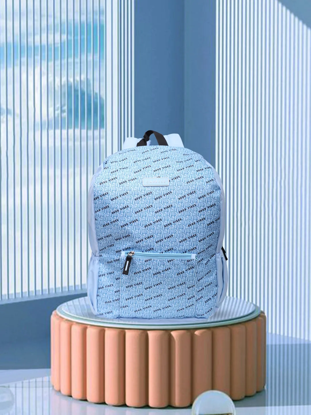 Caprese Zoe Large Light Blue Laptop Backpack