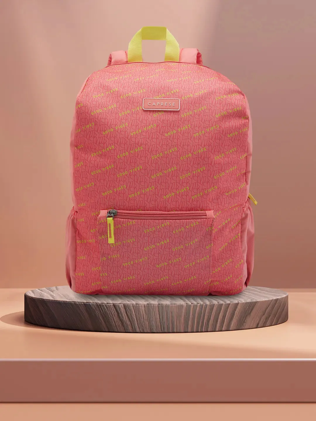 Caprese Zoe Large Peach Laptop Backpack