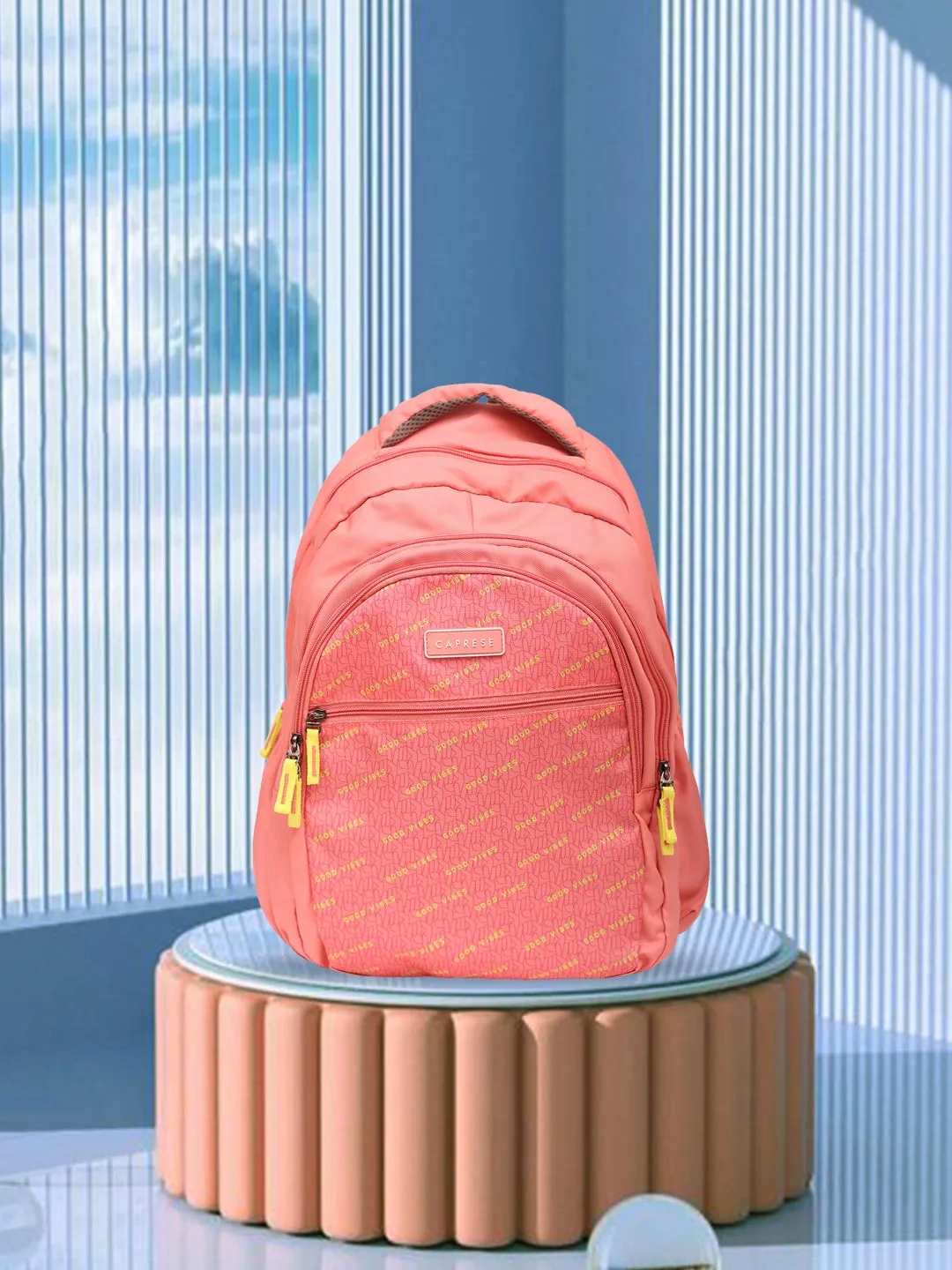Caprese Zoe Large Peach School Backpack