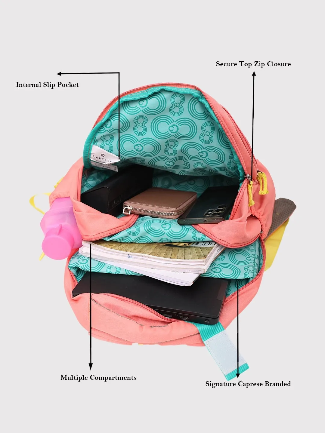 Caprese Zoe Large Peach School Backpack