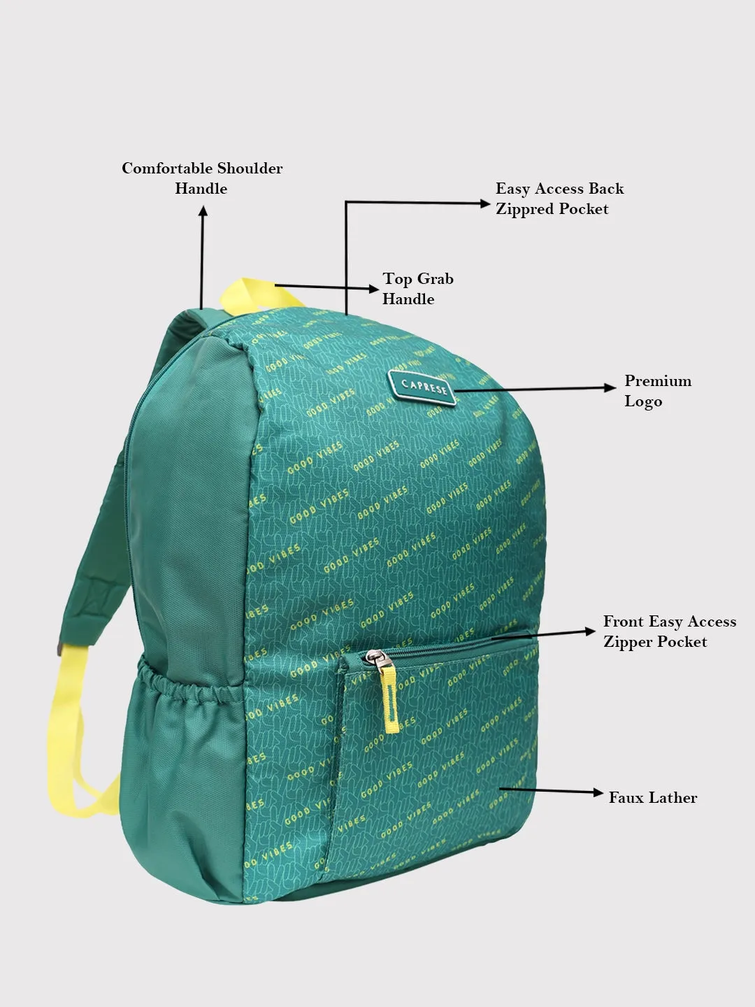 Caprese Zoe Large Sage Green Laptop Backpack