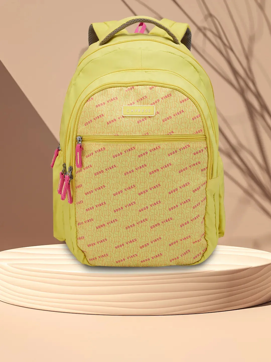 Caprese Zoe Large Yellow School Backpack