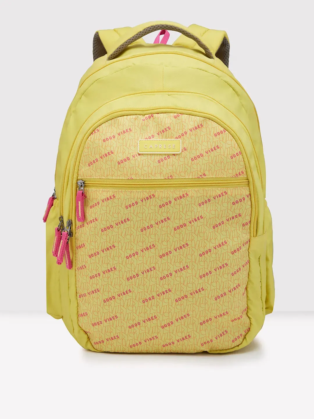 Caprese Zoe Large Yellow School Backpack