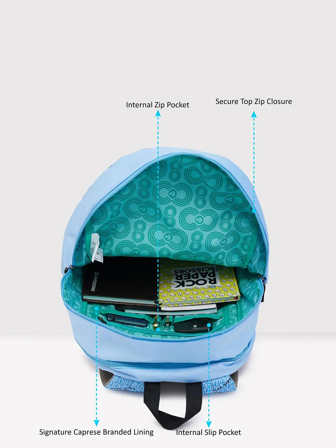 Caprese Zoe X Large Light Blue Laptop Backpack