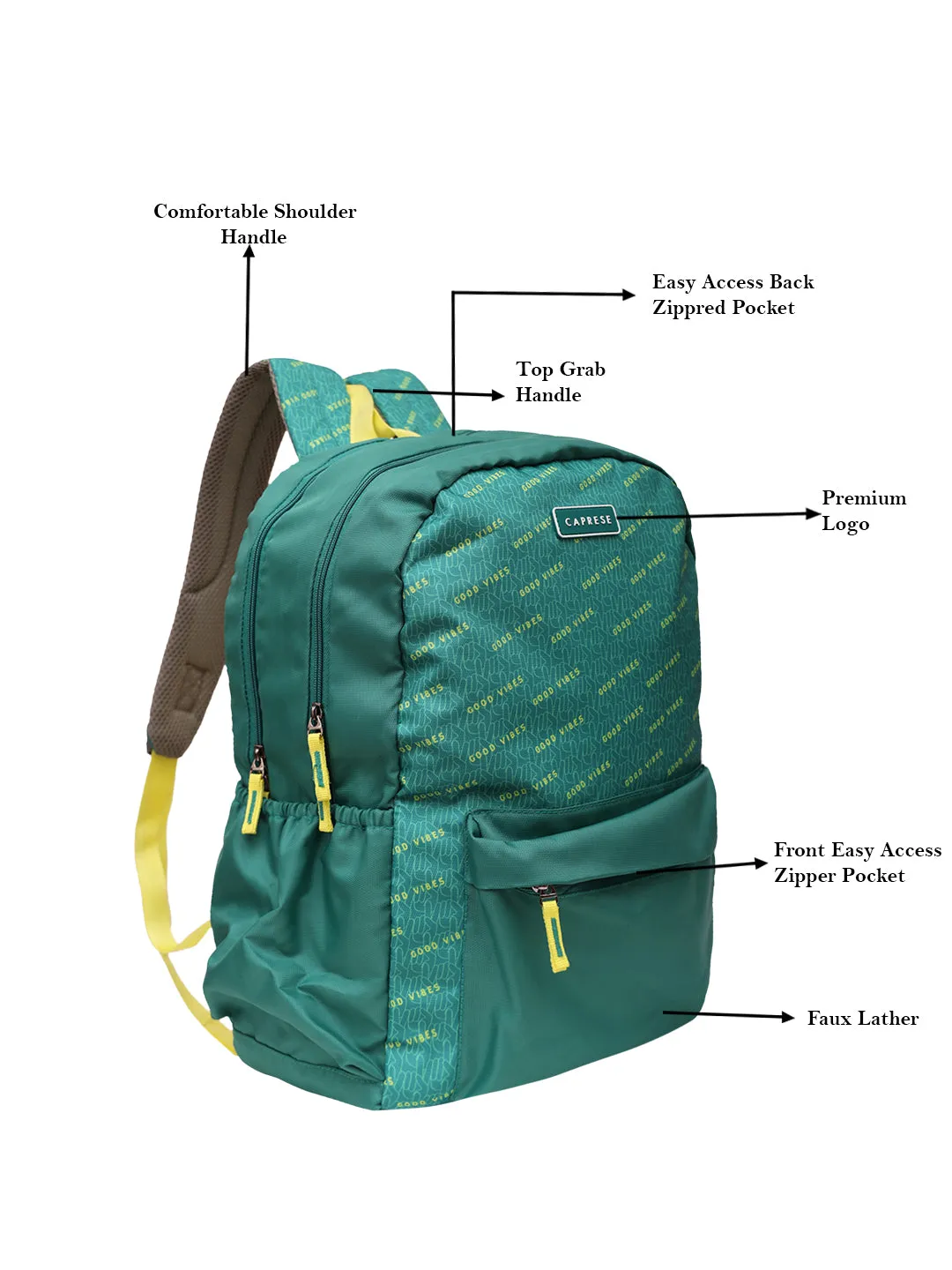 Caprese Zoe X Large Sage Green Laptop Backpack