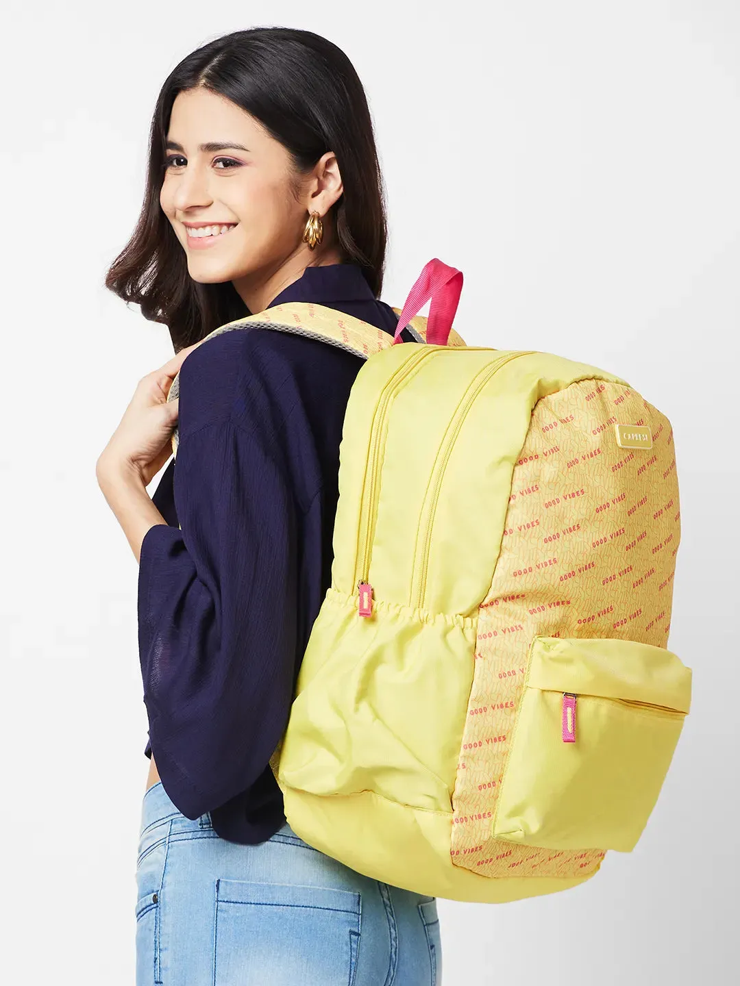 Caprese Zoe X-Large Yellow Laptop Backpack