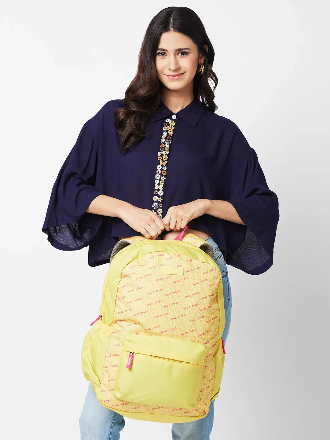 Caprese Zoe X-Large Yellow Laptop Backpack