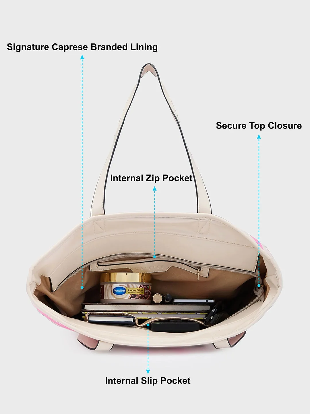 Caprese Zuzu Large Cream Tote Bag