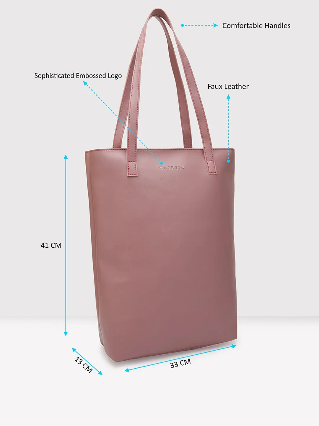 Caprese Zyla Large Dusky Pink Tote Bag