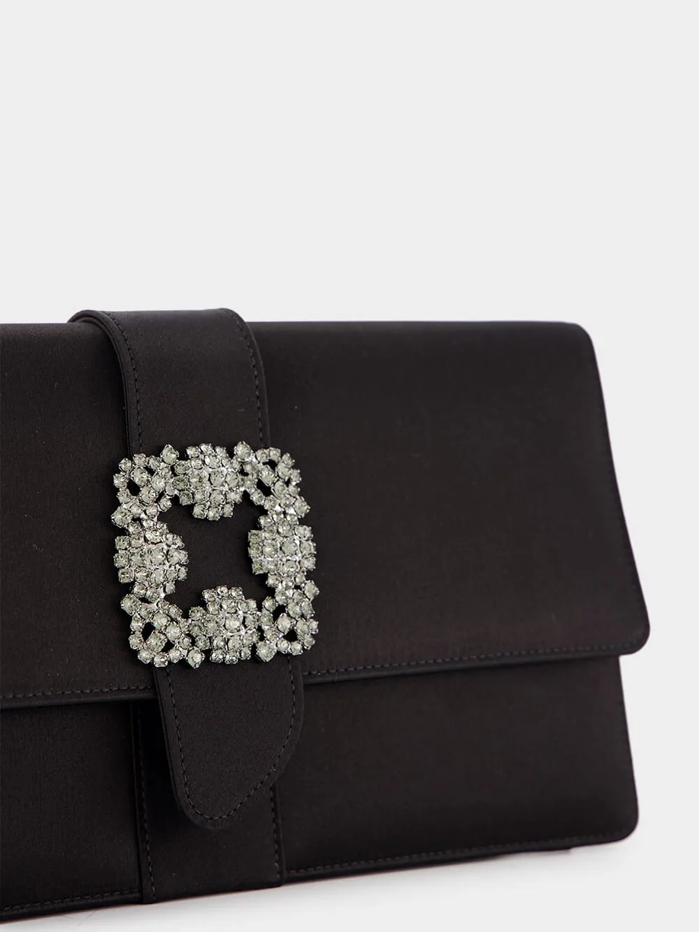 Capri Satin Black Clutch