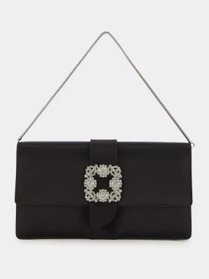 Capri Satin Black Clutch
